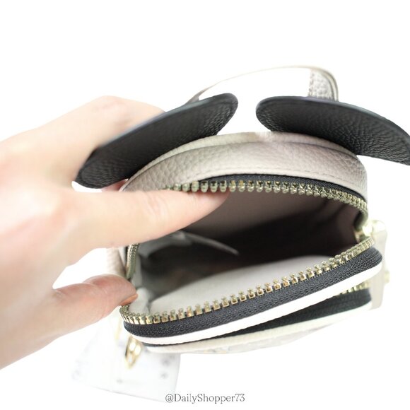 Disney Women's Luxe Mickey Mouse Patterned with Ears Quilted Beige Crossbody Bag - Picture 10 of 10